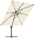 Beige 9x9 FT Square Cantilever Aluminum Outdoor Umbrella W289