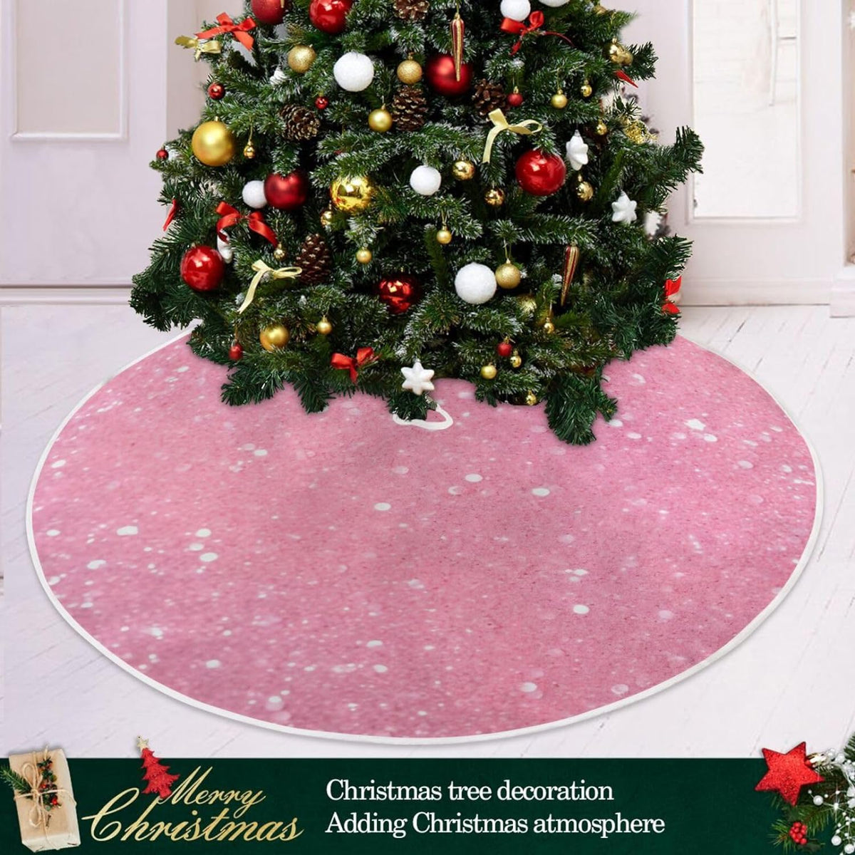 Glitter Blush Pink 47.2" Suede Christmas Tree Skirt M51601