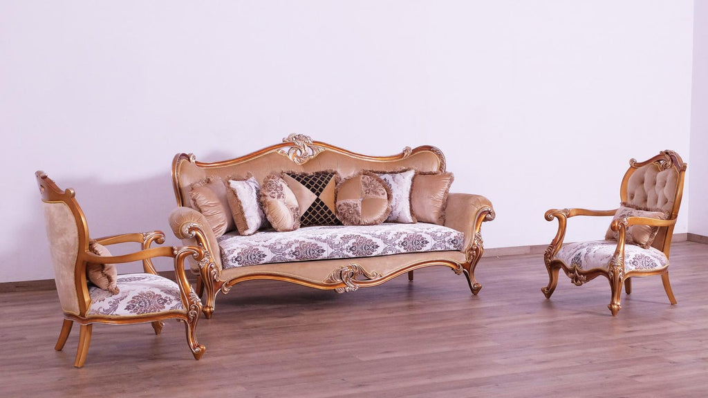 Black & Sand Wood Trim Sofa Set 3 F97576