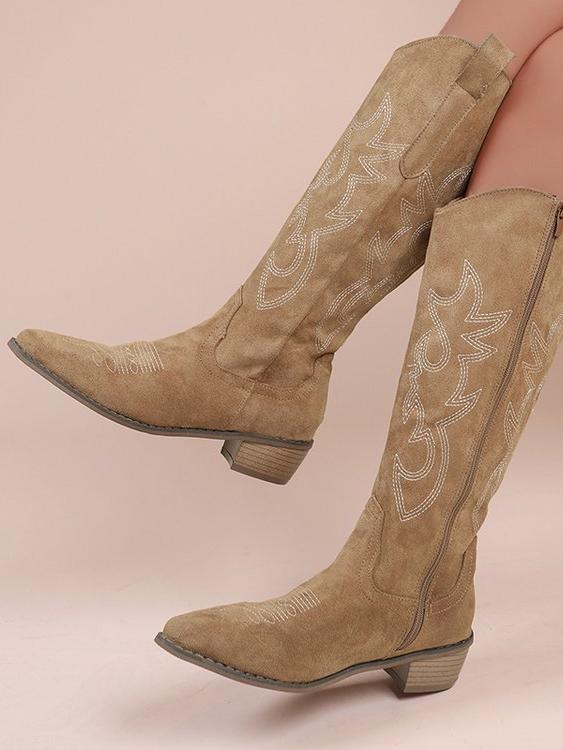 Embroidered Mid-Calf Boots Z432420