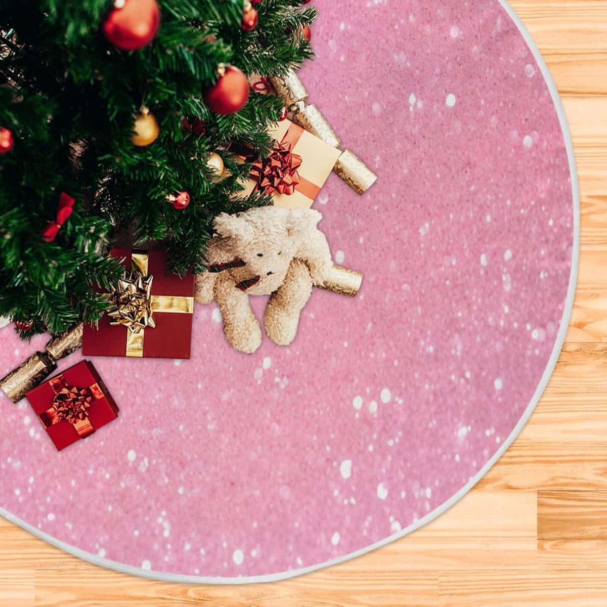 Glitter Blush Pink 47.2" Suede Christmas Tree Skirt M51601