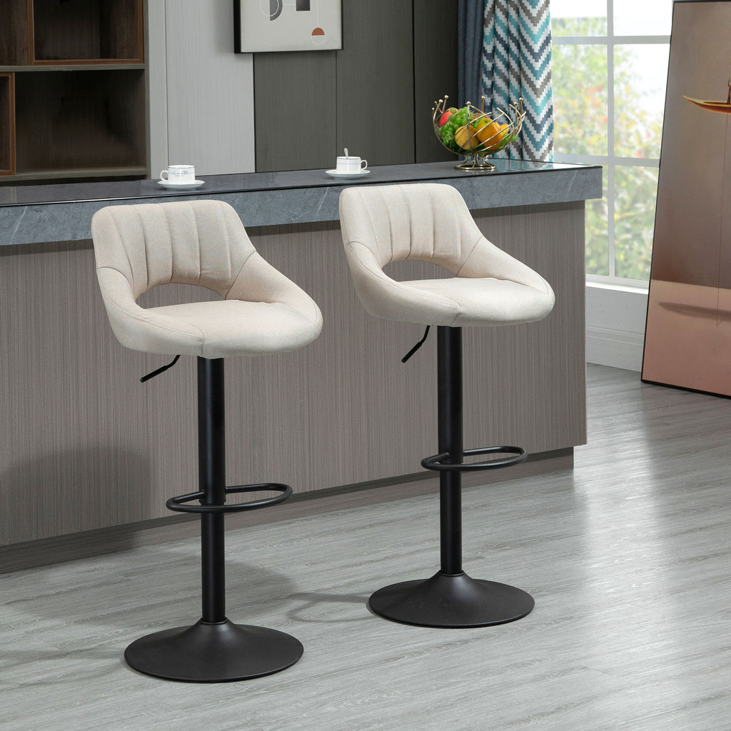White Adjustable Height Swivel Bar Stool Set of 2 K462