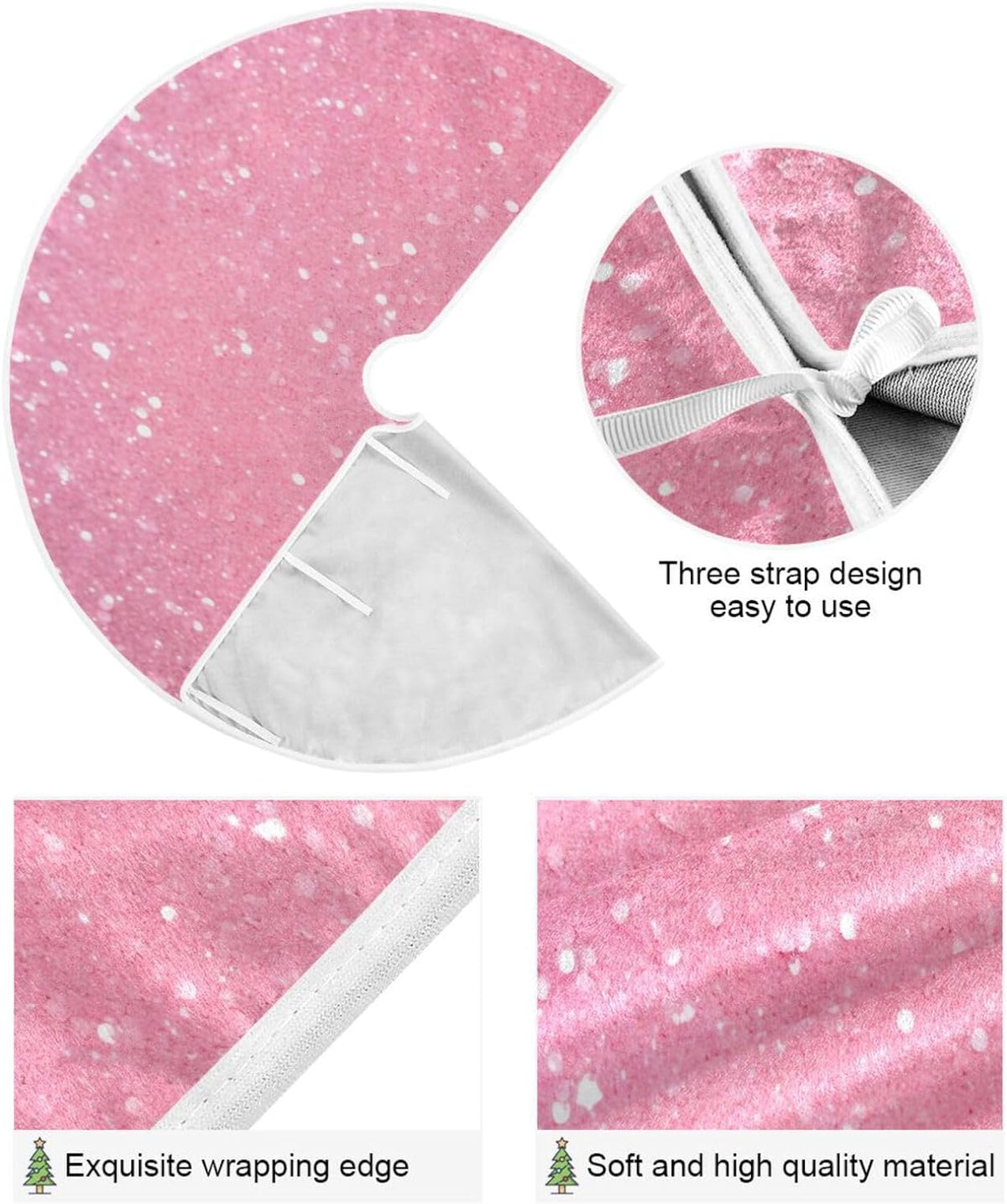 Glitter Blush Pink 47.2" Suede Christmas Tree Skirt M51601