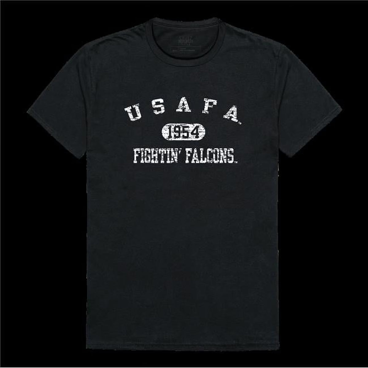 Black Distressed Arch College T-Shirt S354