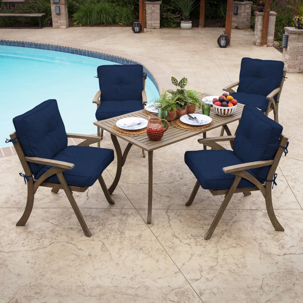 Tufted Water Repellent Dining Chair Cushion, 20 x 21 D942