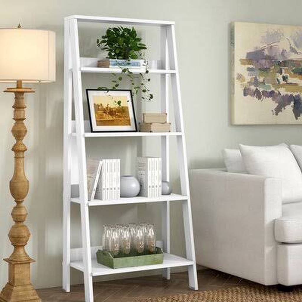 True White Ladder Bookcase N6046
