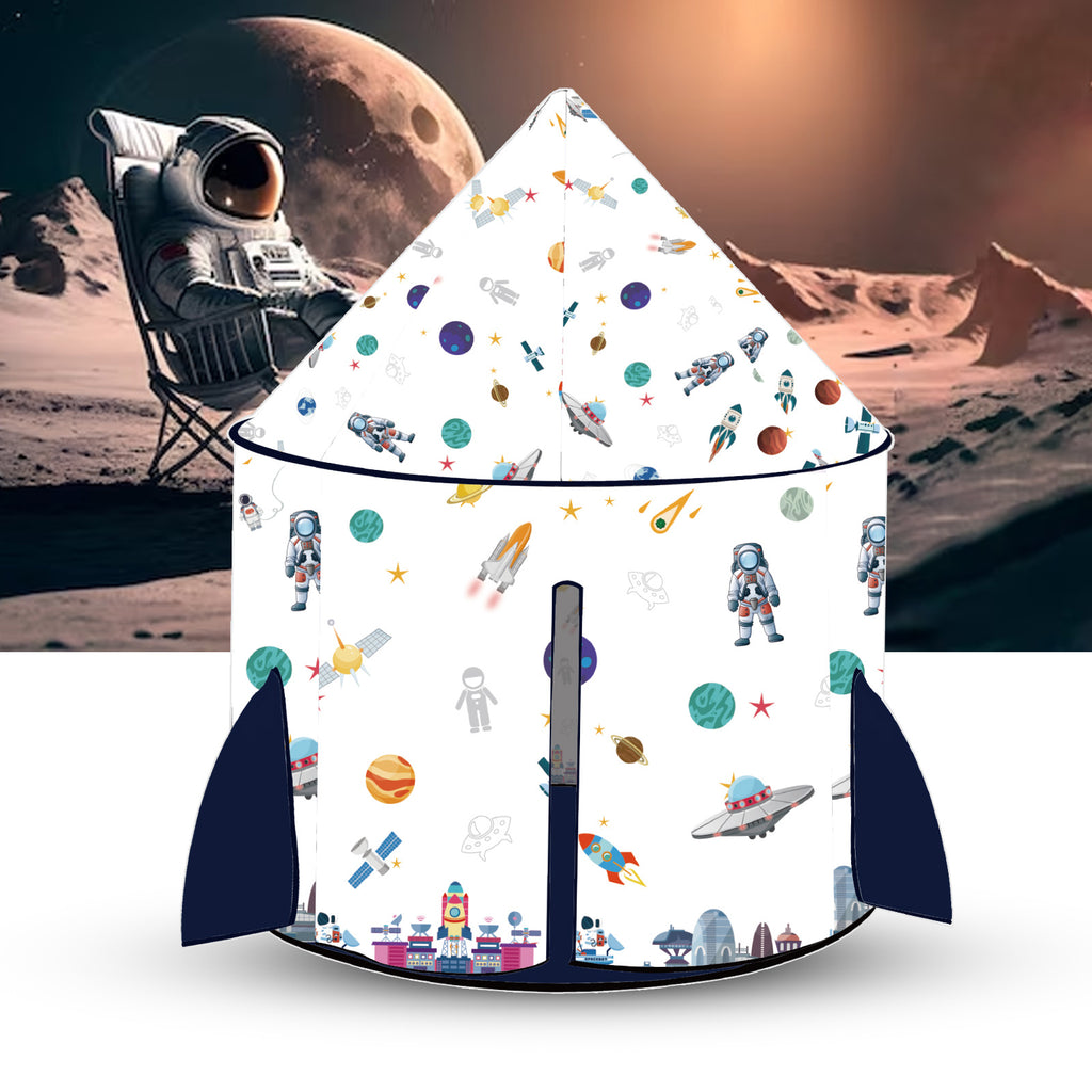 Kids Tent Rocket Ship Toy Foldable Space Themed Indoor Outdoor Large Play Tent H549675