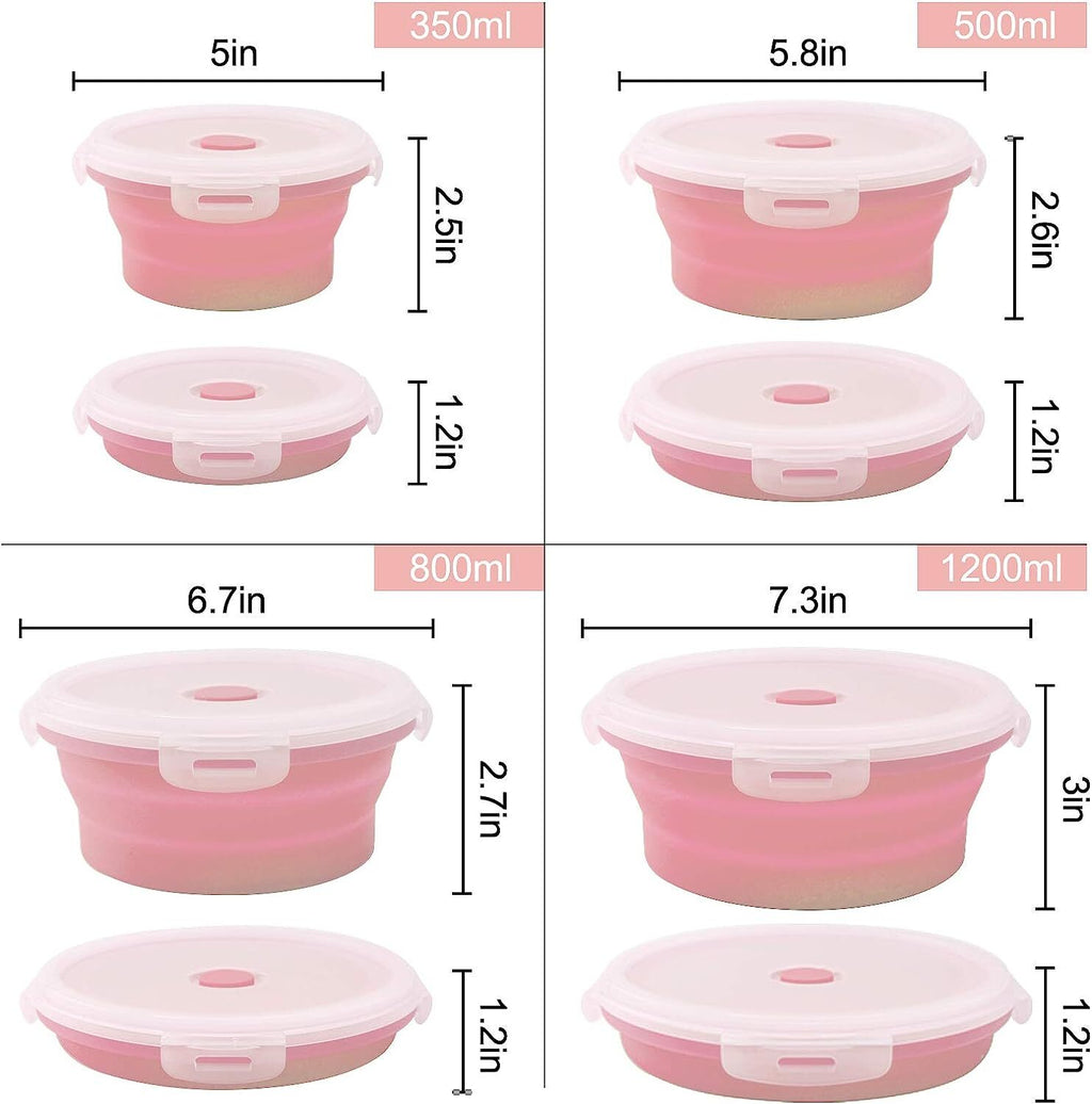 Pink Silicone Collapsible Food Storage Containers, Set of 4 L9135