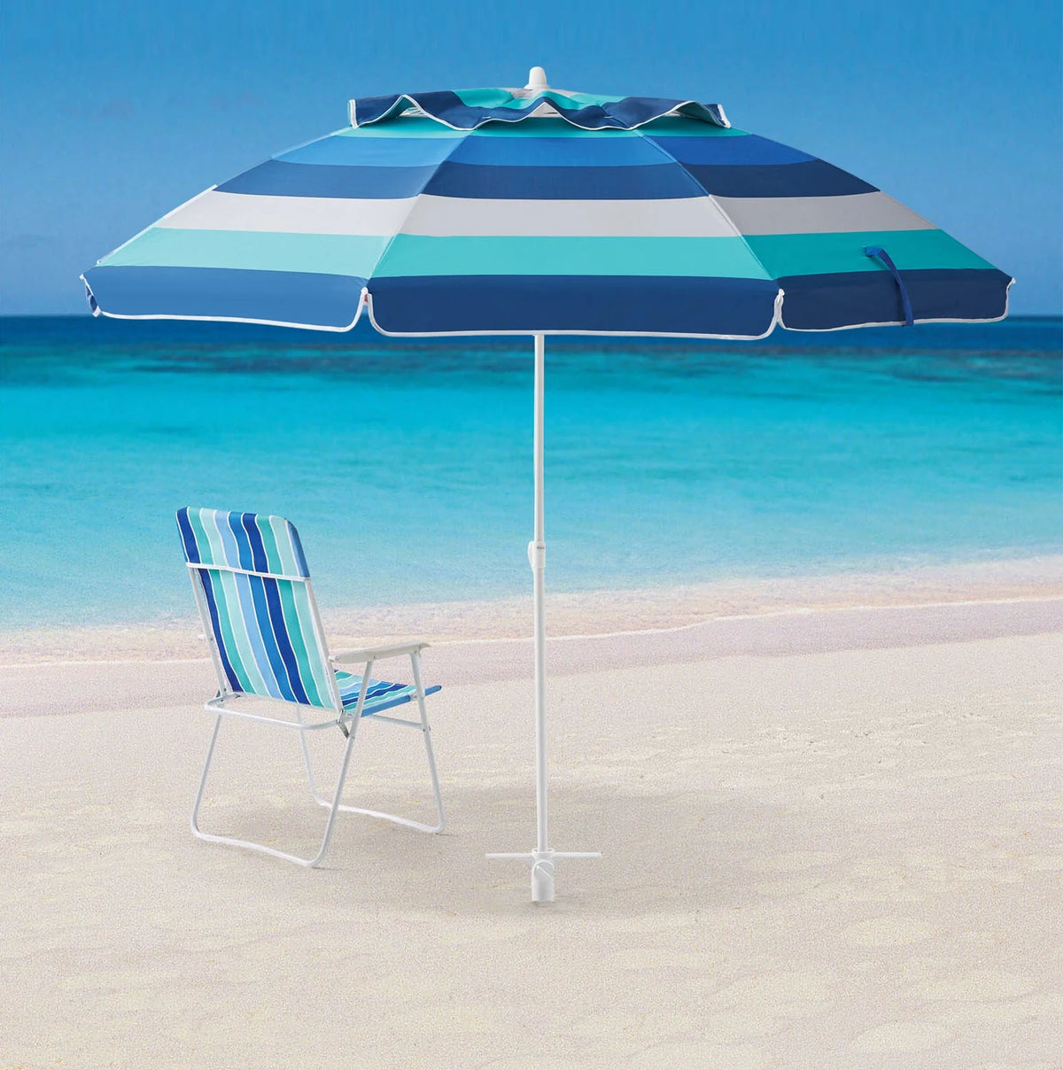 6 Feet Blue Stripe Beach Umbrella Q361