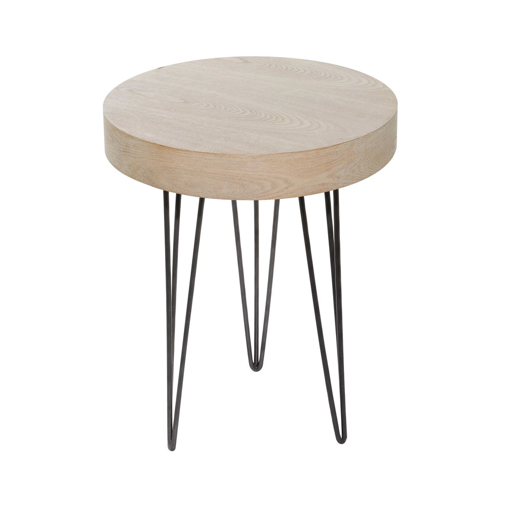 20" x 24" Brown Wood Accent Table with Black Metal Hairpin Legs N516784