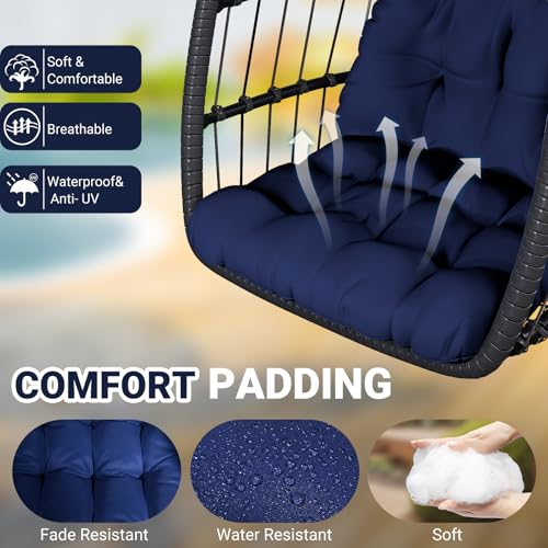 Egg Chair with Stand Rattan Wicker Hanging Swing Hammock Chair 350LBS Capacity F839