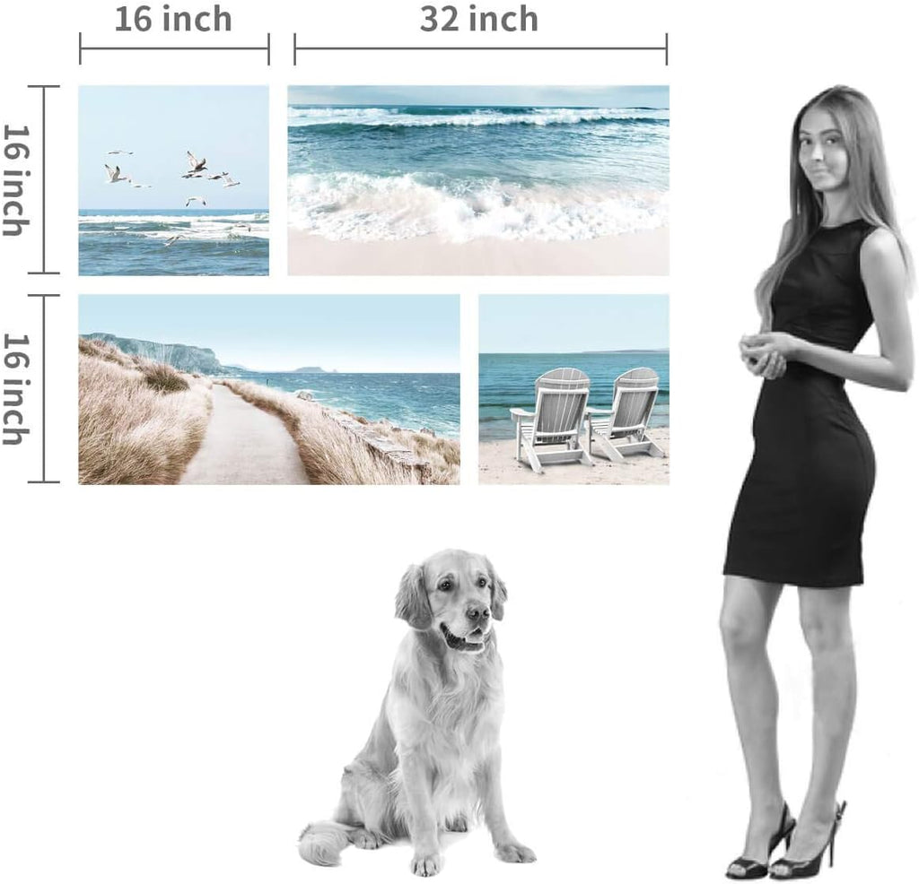 Coastal Chairs & Seagulls Canvas Wall Art Painting Print, 2 Panels E515659