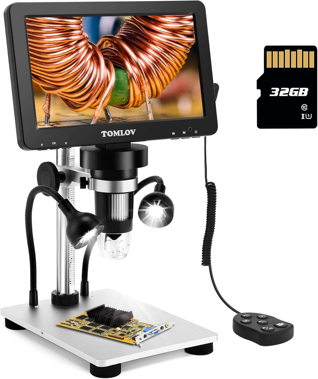 7" LCD Digital Microscope 1200X 1080P Video Microscope with Metal Stand N80822