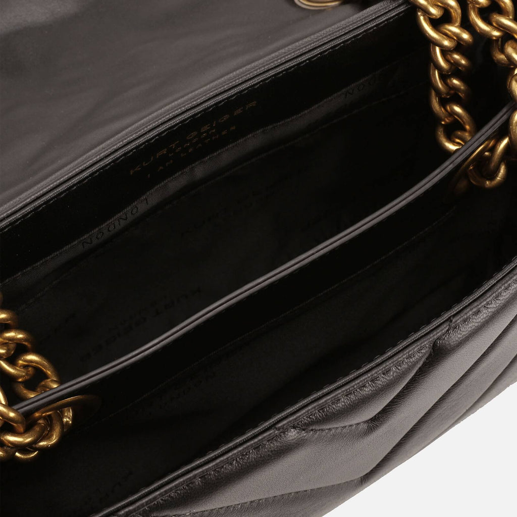 Black Quilted Leather Shoulder Bag Y728646