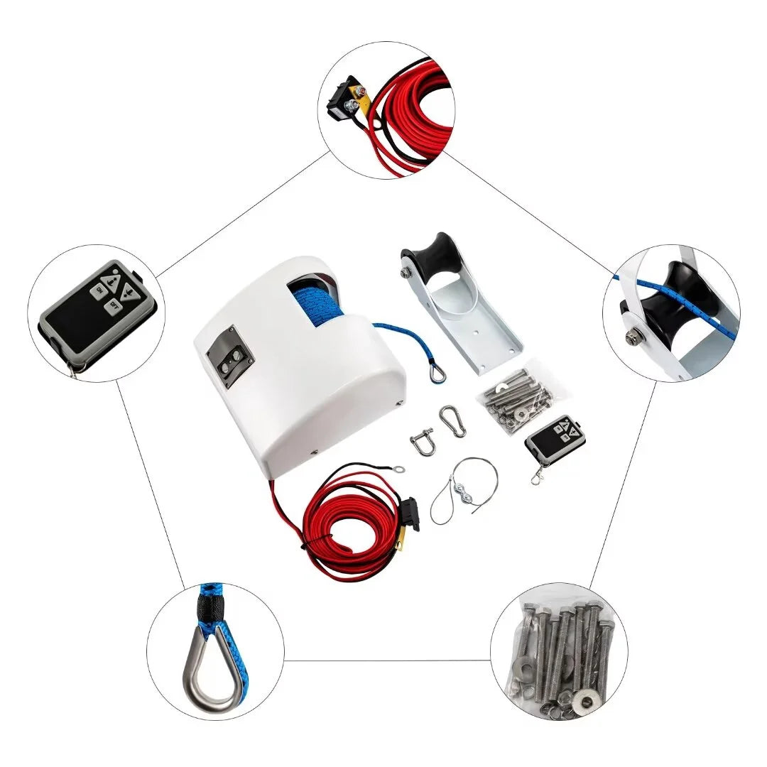 12V Saltwater Marine Electric Anchor Winch with Wireless Remote Control S30652