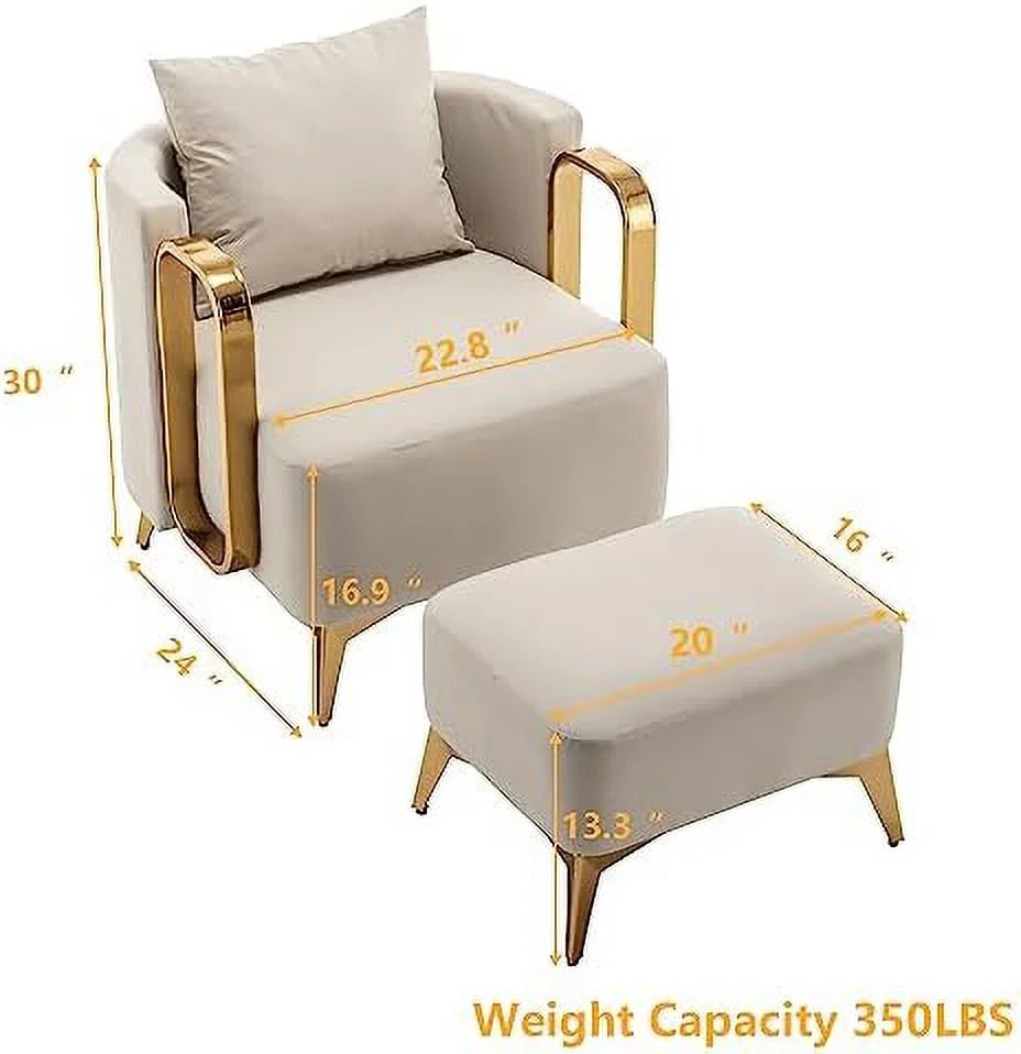 Faux Leather Accent Chair with Ottoman G8045