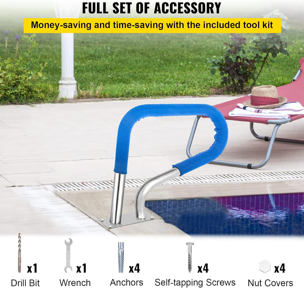 Pool Railing 304 Stainless Steel with Blue Grip Cover S1239