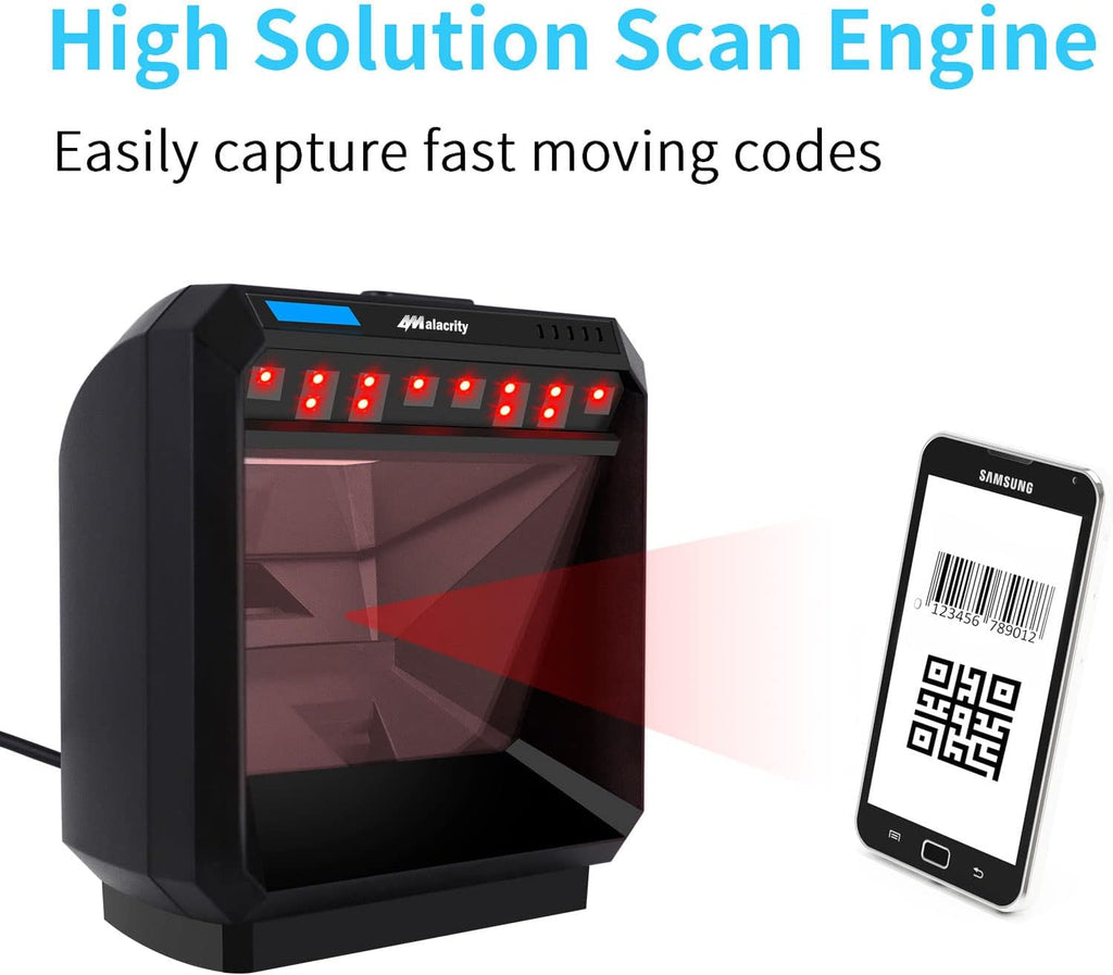 2D 1D Desktop Barcode Scanner, USB Wired, Black, Pack of 2 B168266
