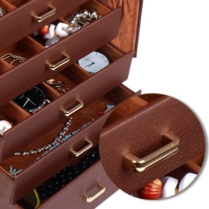 Extra Large 6 Tier 5 Drawers Jewelry Box with Mirror G529