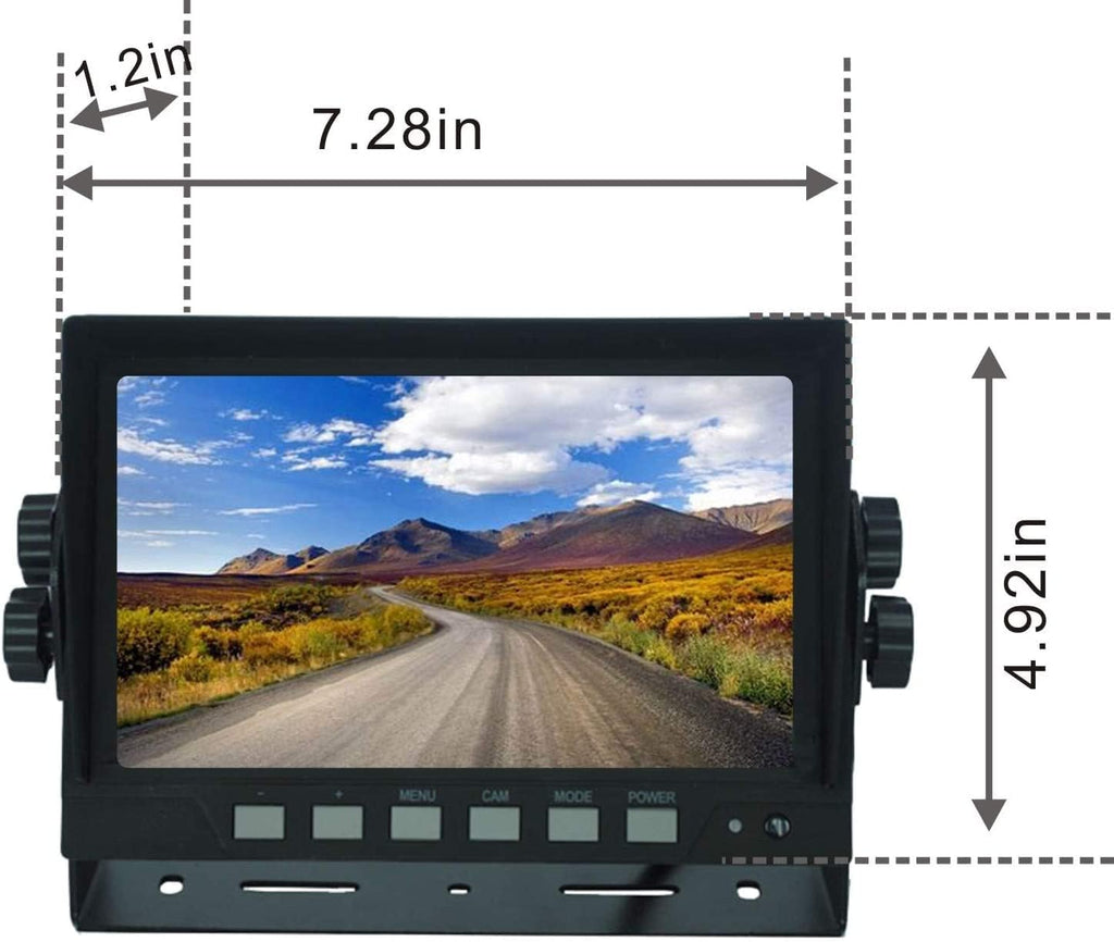 Wired Dual Backup Camera Kit, 7 LCD Monitor, IP69K Waterproof Rear View Camera B8943