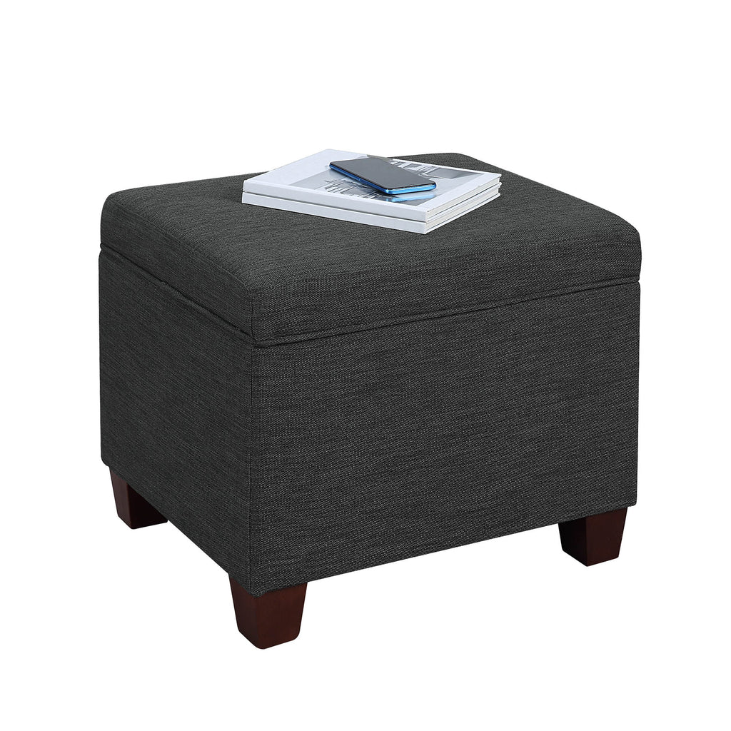 Dark Charcoal Gray Fabric Storage Ottoman W7933