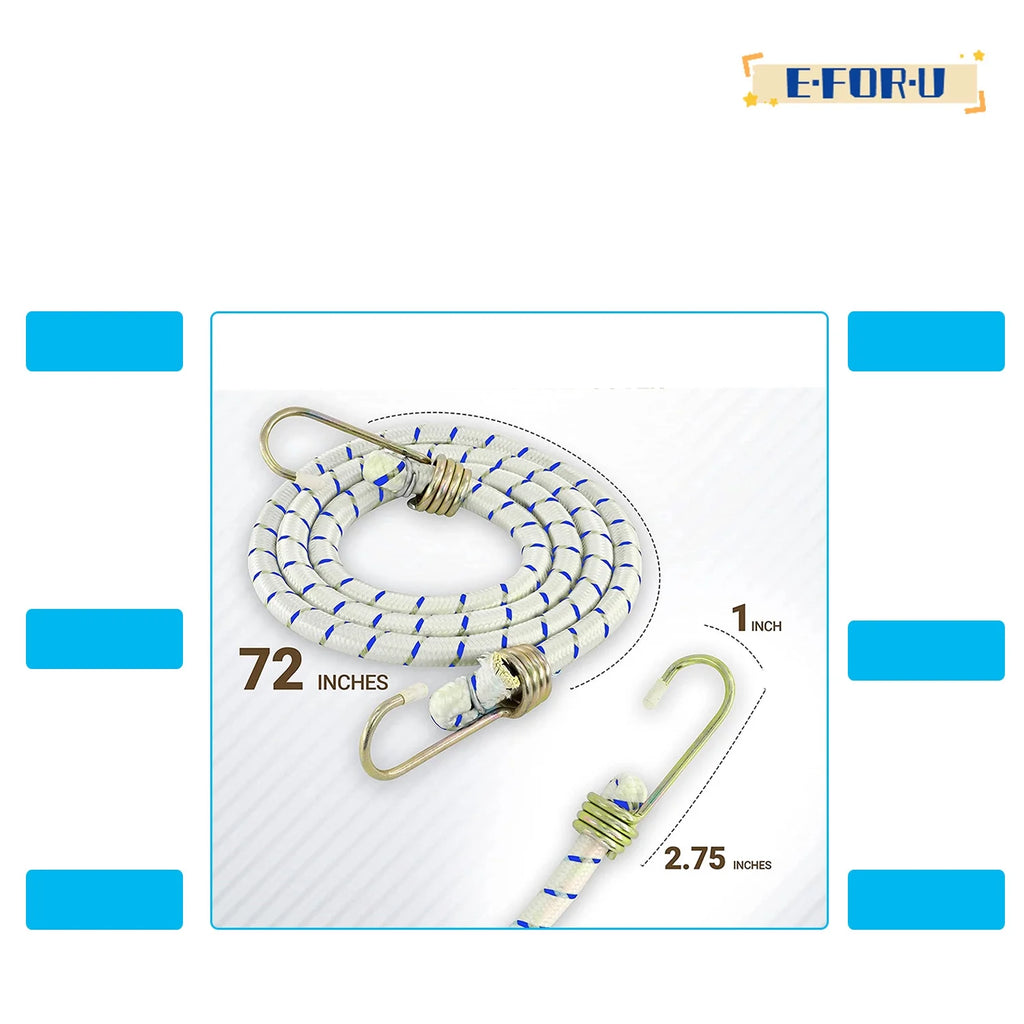 6 Pack 72-Inch Heavy Duty Bungee Cords with Metal Hooks X863