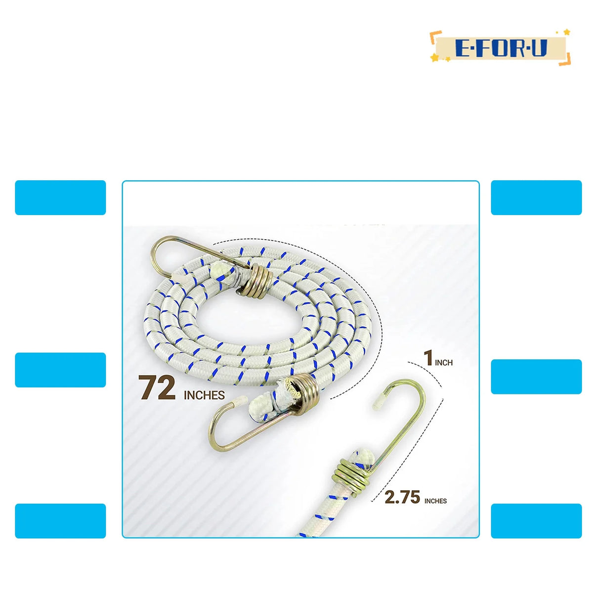 6 Pack 72-Inch Heavy Duty Bungee Cords with Metal Hooks X863