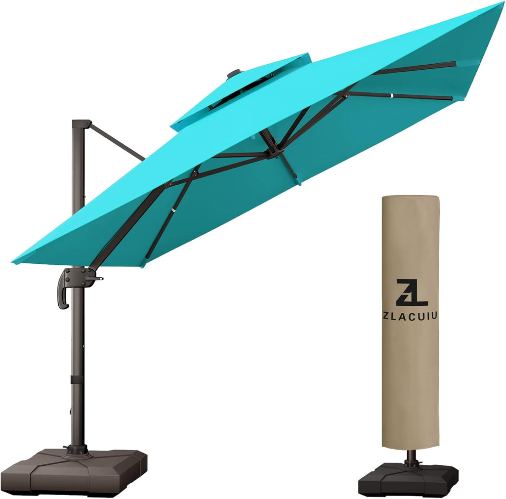 Navy blue 10 * 10FT Square Cantilever Patio Umbrella S994