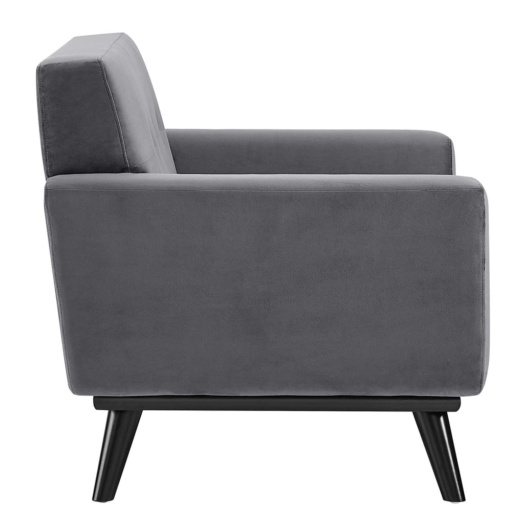 Gray Tufted Velvet Armchair Q582