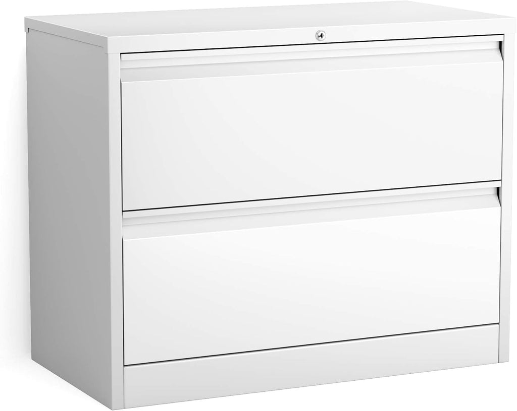 White 2 Drawer Metal Lateral File Cabinet with Lock P452773