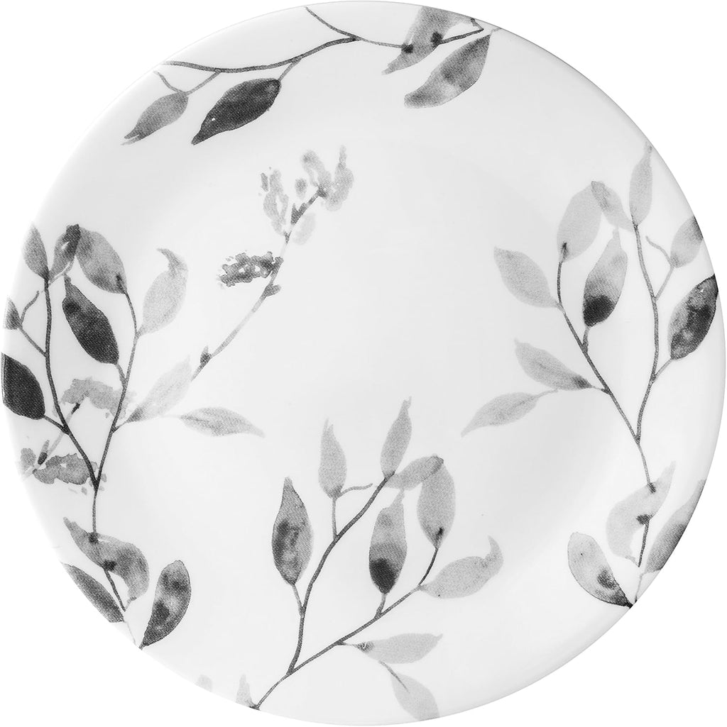 12-Piece Vitrelle Misty Leaves Chip and Break Resistant Dinner Set, Grey D3741