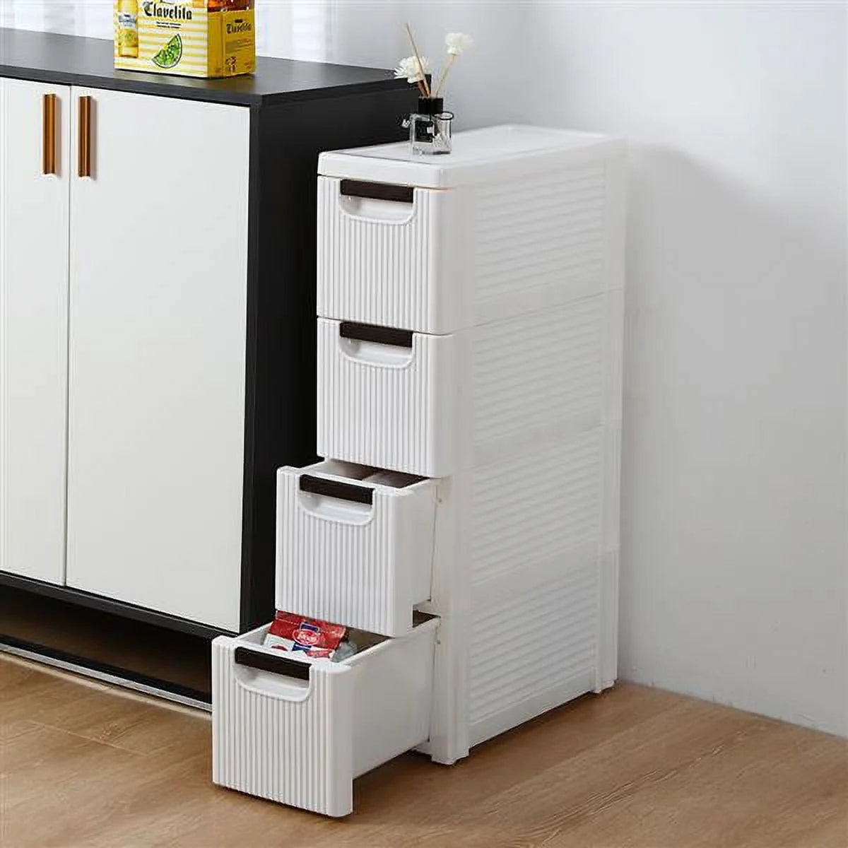 4-Tire Rolling Cart Organizer Unit with Wheels Storage Cabinet O4786