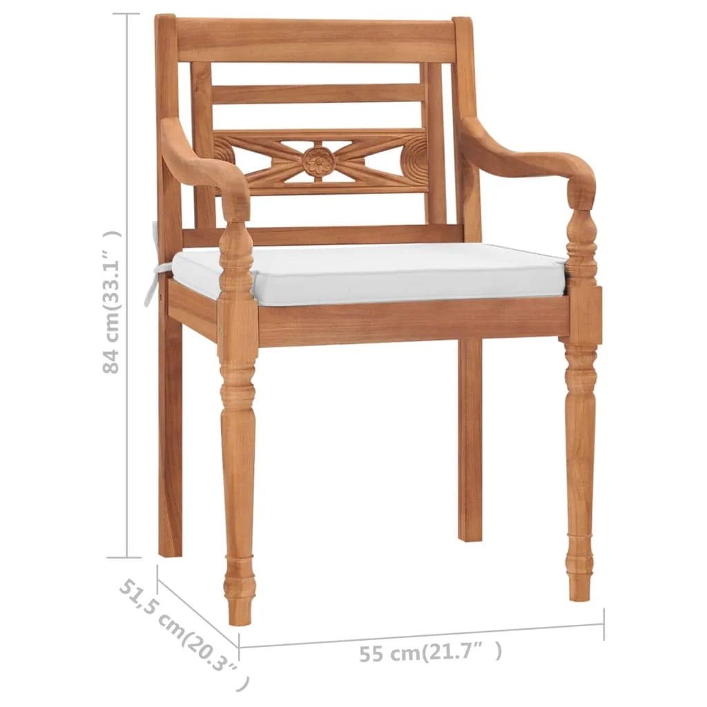 2 pcs Solid Teak Wood Chairs with Cushions P116