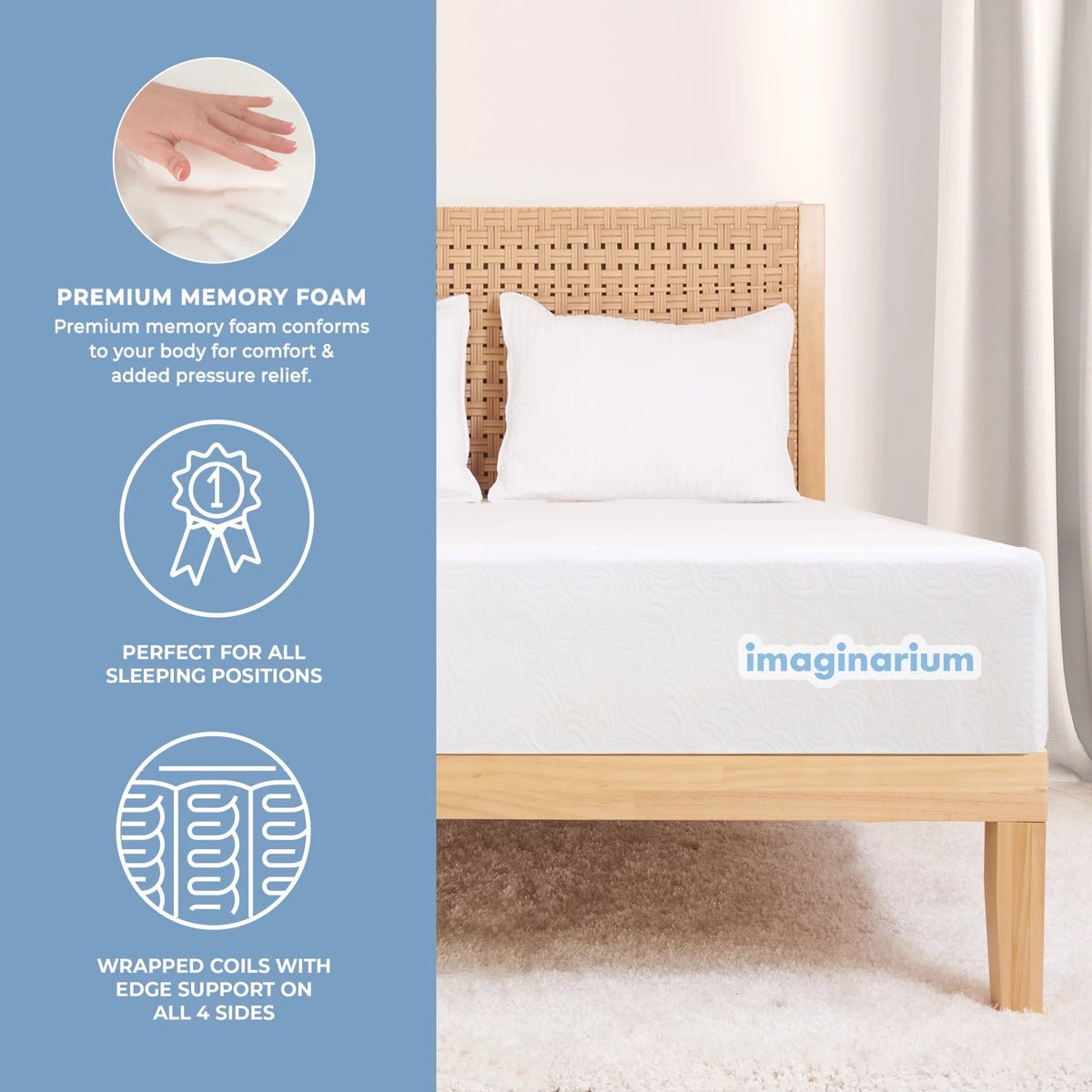 Queen Memory Foam and Coils Mattress W3065