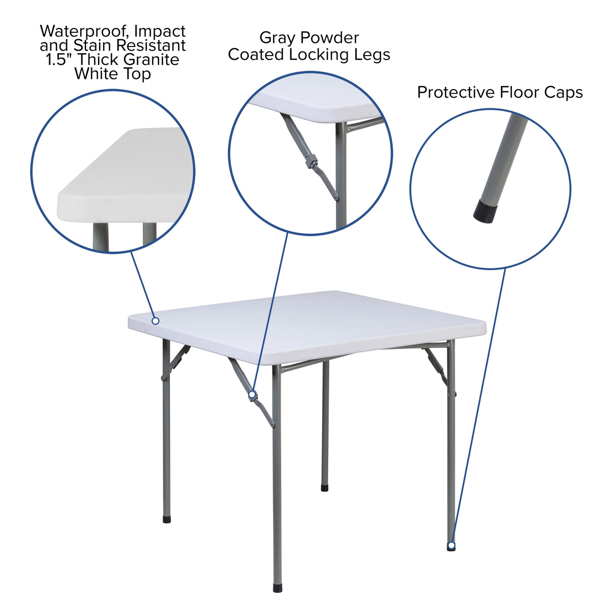 Square Granite White Plastic Folding Table L338737