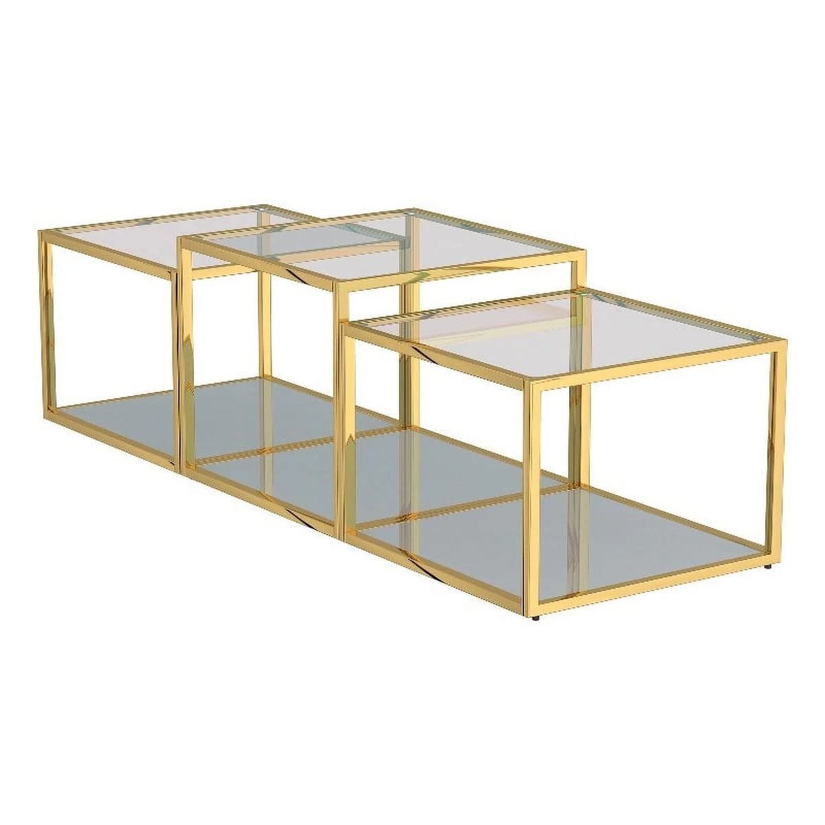 3-Piece Metal and Glass Coffee Table Set I18933
