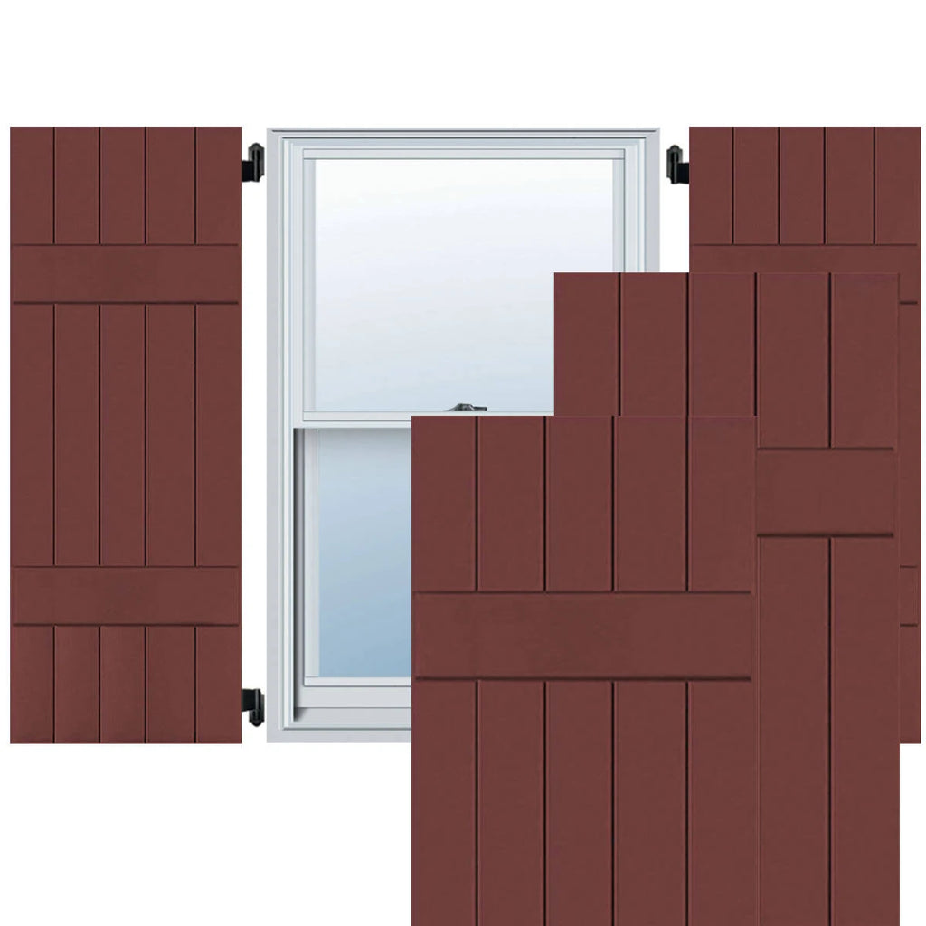 18 in. x 58 in. Exterior Real Wood Pine Board and Batten Shutters Pair L905