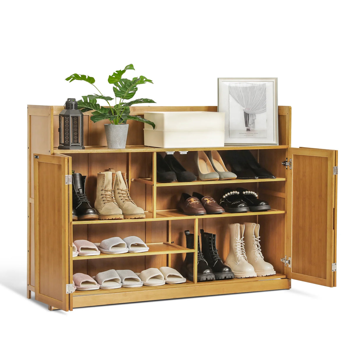 Bamboo 5 Tiers Shoe Cabinet with Door Z78679