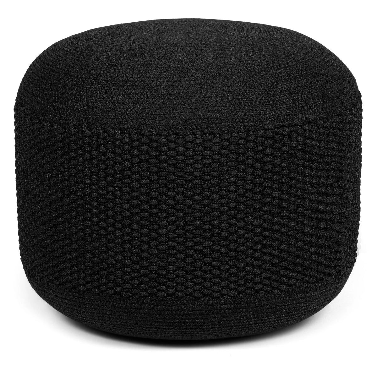 Woven Knitted Indoor or Outdoor Pouf - Black E35702