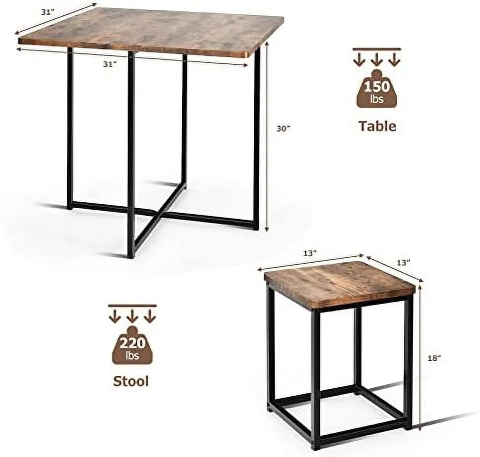 5 Piece Dining Table Set with Square Stools C37321