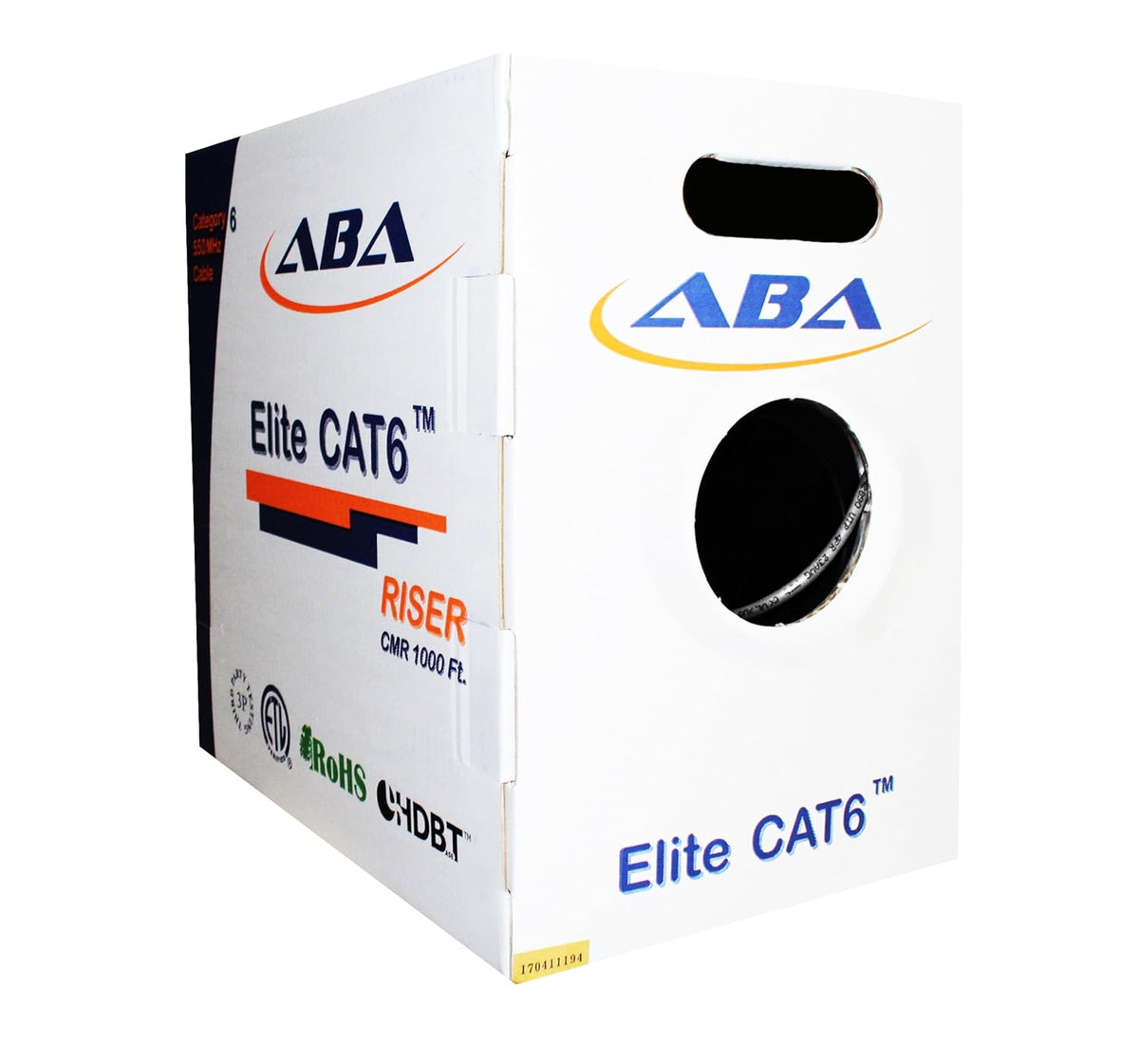 White 1000ft Cat6 Riser UTP 23AWG Bare Copper Ethernet Cable T911368