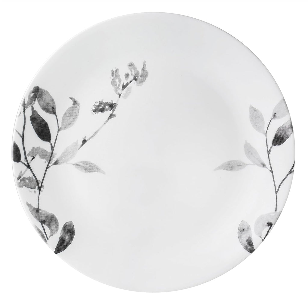 12-Piece Vitrelle Misty Leaves Chip and Break Resistant Dinner Set, Grey D3741