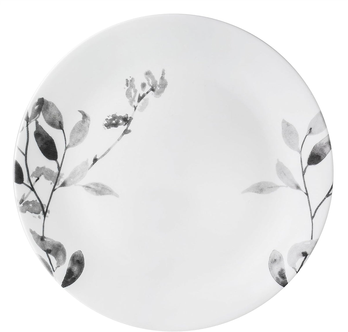 12-Piece Vitrelle Misty Leaves Chip and Break Resistant Dinner Set, Grey D3741
