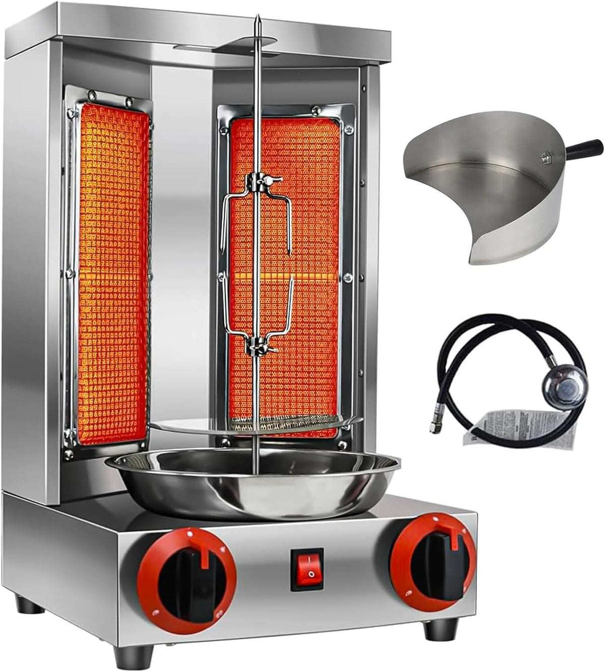 Gas Vertical Doner Kebab Machine with 2 Burner and Meat Catch Pan A2227