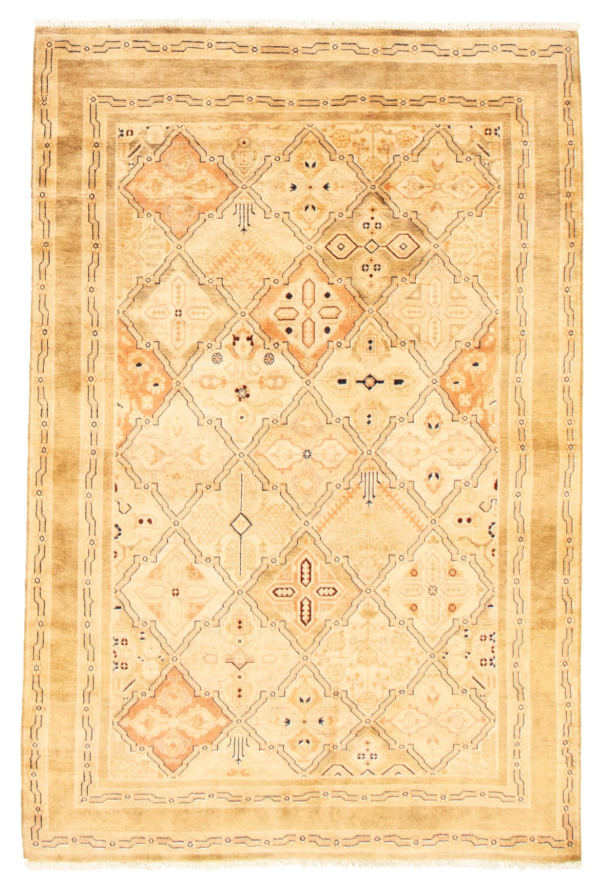 Hand Knotted Ivory Wool Rug E6476