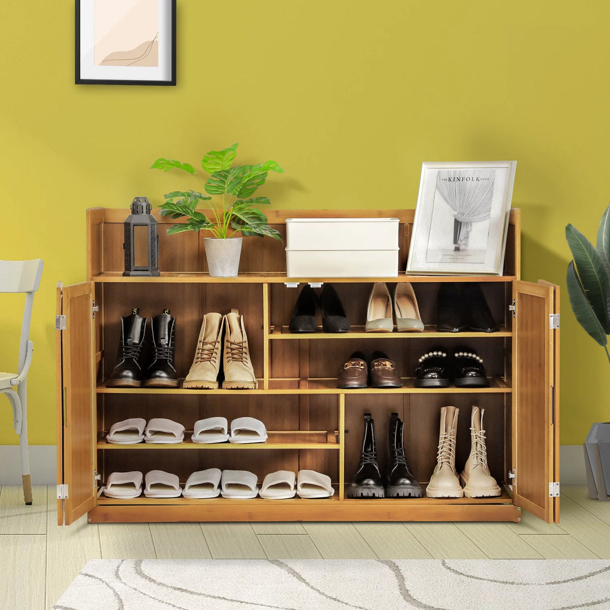 Bamboo 5 Tiers Shoe Cabinet with Door Z78679