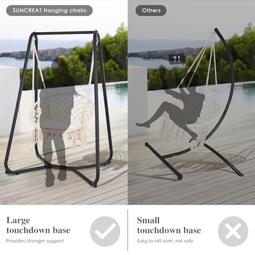 Grey Hammock Chair with Stand, 330 lbs Capacity W477747