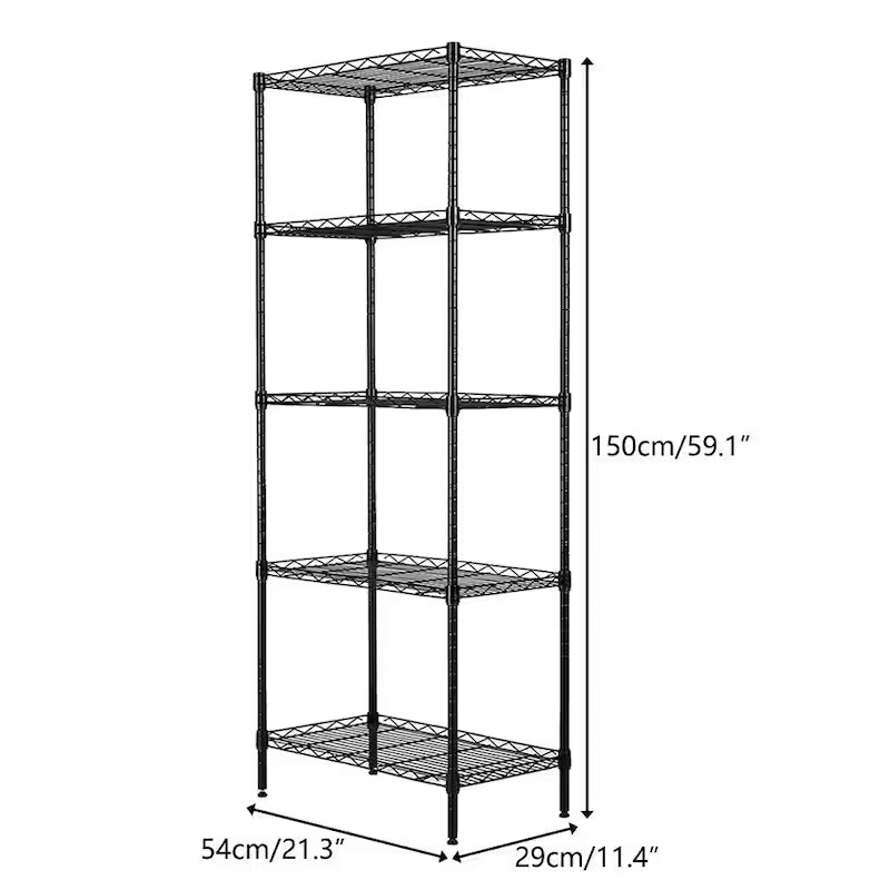 Black 5-Tier Heavy Duty Steel Storage Shelving Unit N67953