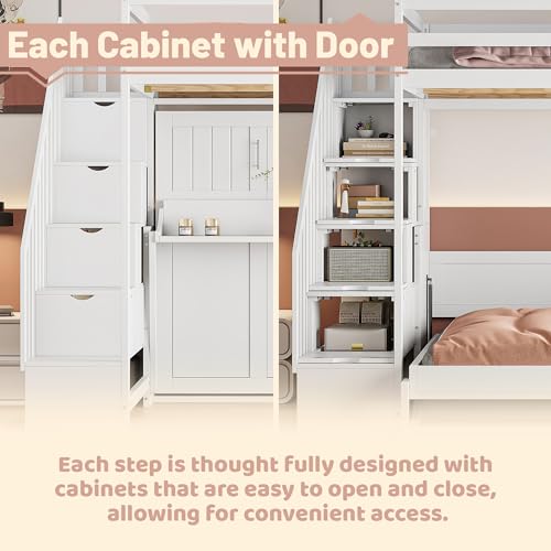 Grey Murphy Bed with Stairs and Desk O759264