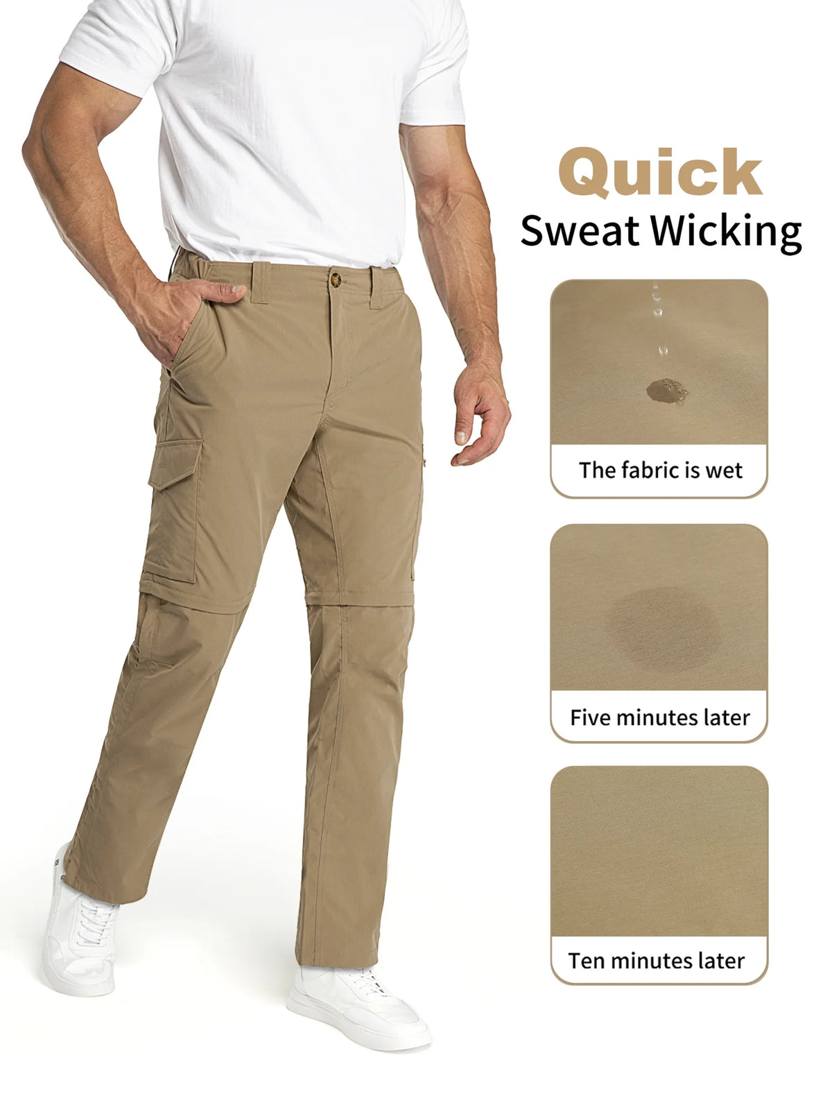 Convertible Quick Dry Stretch Zip-Off Lightweight Cargo Pants K858